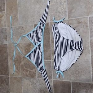 Two peice striped swim suit